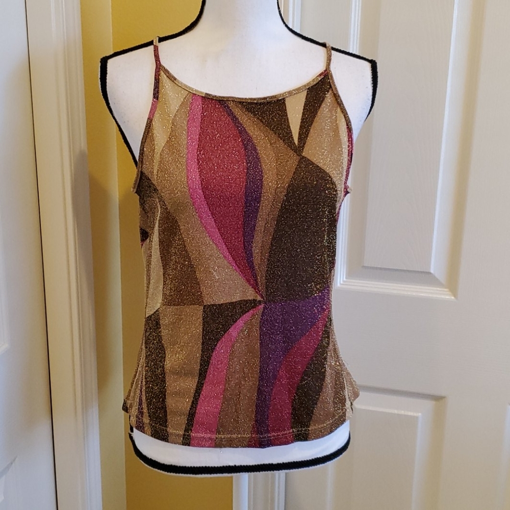 ANN TAYLOR COLORFUL SPARKLY CAMI, SIZE L